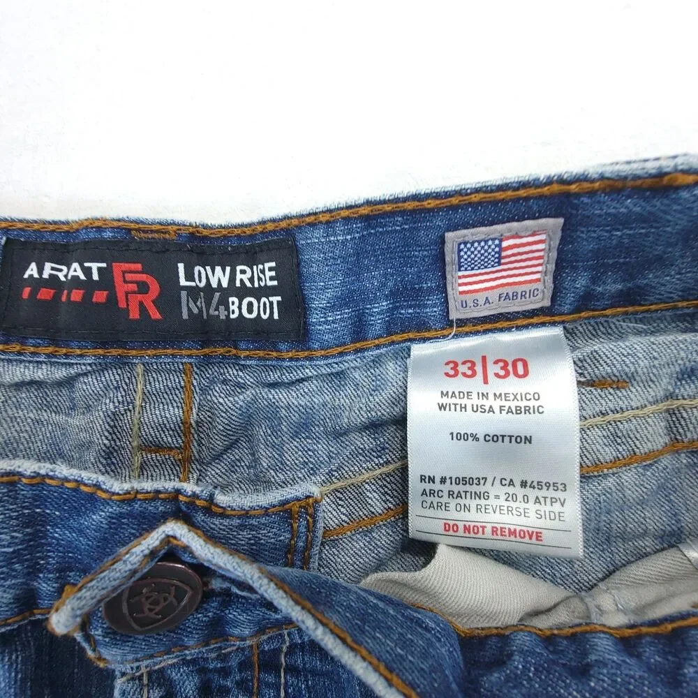 Ariat FR Jeans Mens 33x30 (33x28) Blue M4 Low Rise Boot WorkWear Denim CAT2 HRC2